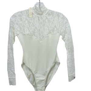 Vintage Anit-Flirt Elegant White Lace Bodysuit New with Tags